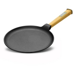 4BIG.fun Crêpepfanne Pfanne für Crêpes/Pfannkuchen Gusseisen Holzgriff, Gusseisen, Holz (Omlettpfanne / Blinipfanne), induktionsfähig schwarz