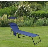 VCM Bindox Gartenliege 185 x 24 x 55 cm blau inkl. Sonnendach