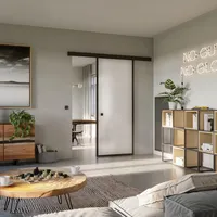 Loft+Mehr Schiebetür-Set Satiniert 94 cm x 206 cm inkl. Beschlag 190cm und Griff