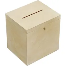 Creative Deco Holzkiste Kartenbox Hochzeit 29 x 25 x 30 cm 25-tlg. beige