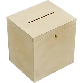 Creative Deco Holzkiste Kartenbox Hochzeit 29 x 25 x 30 cm 25-tlg. beige