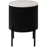 MASSIVMOEBEL24.DE Beistelltisch rund Schwarz Mango 40 x 40 x 52 cm