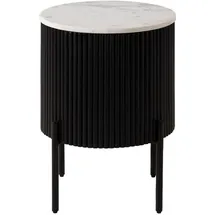 MASSIVMOEBEL24.DE Beistelltisch rund Schwarz Mango 40 x 40 x 52 cm