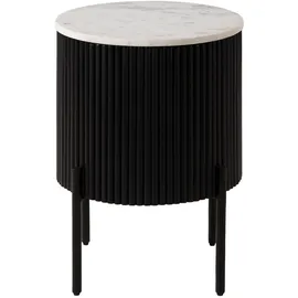 MASSIVMOEBEL24.DE Beistelltisch rund Schwarz Mango 40 x 40 x 52 cm
