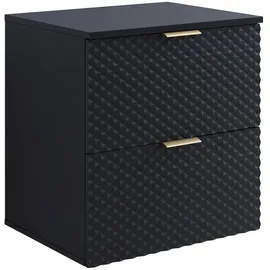 Badplaats Waschbeckenunterschrank Borneo 2 Schubladen 60 x 63 x 49 cm Matt Schwarz