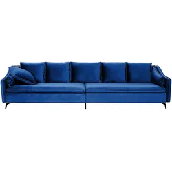 4-Sitzer Sofa Samtstoff marineblau / schwarz AURE