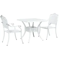 vidaXL 3-teiliges Garten Bistro Set Weißes Gusseisen