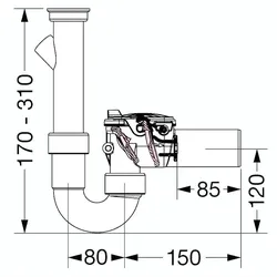 Rückstaudoppelverschluss Staufix Wasch- und Spültisch-Siphon DN 50 (Ausführung: Kessel-Rückstauverschluss Staufix 73052 Siphon DN50 Kunststoff)
