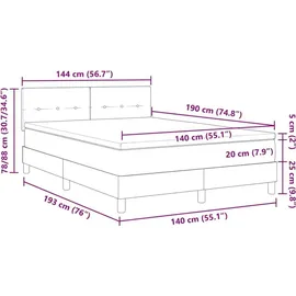 vidaXL LED Boxspringbett mit Matratze Dunkelgrün 140 x 190 cm Samt