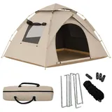 Relaxdays Wurfzelt Campingzelt Beige/Braun/Schwarz