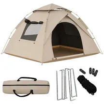 Relaxdays Wurfzelt Campingzelt Beige/Braun/Schwarz