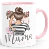 SpecialMe® Tasse Mama mit Namen, Mutter Tochter Sohn - personalisierbar, mit Namen, du bist die Beste Muttertagsgeschenk rosa Keramik-Tasse