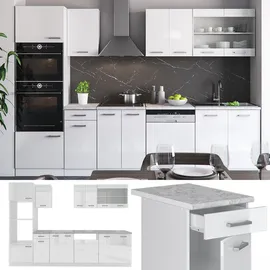Vicco Küchenzeile R-Line 300 cm weiß hochglanz