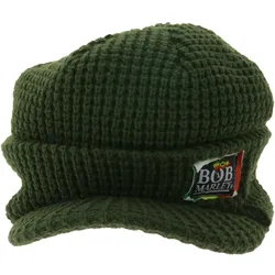 Bob Marley Unisex Schirm-Mütze stylische Strick-Mütze Schirm-Beanie Freizeit-Mütze KC101722BML Olivgrün - One-Size