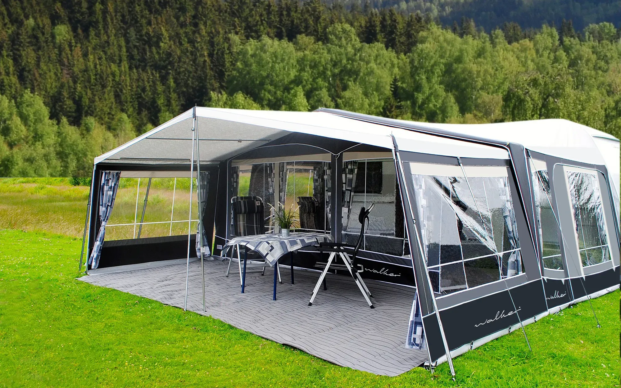Walker Atrium 300 Vorzelt Anthrazit Stahl 1110 Umlaufmaß 1096-1125 cm