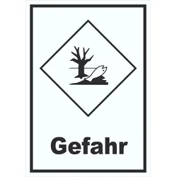 Schild Kenn­zeichen Umwelt­gefähr­dend Gefahr Fisch Wasser Baum hochkant A4 (210x297mm)
