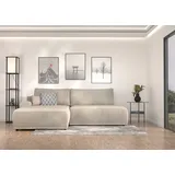 TRENDMANUFAKTUR Ecksofa TRENDMANUFAKTUR "Fordon II, Schlafsofa mit Bettkasten, Couch in L-Form, Breite 250 cm", beige (cream), B:250cm H:82cm T:167cm, 92% Polyester, 8% Polyamide, Sofas, Ecksofa, in Cordstoff HYPER, cream, Armlehne links