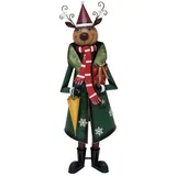 Europalms Rentier mit Mantel, Metall, 155cm, grün