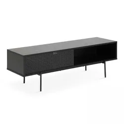 Oviala Business TV-Möbel 140 cm Indus-Stil schwarzes Holz