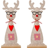 Creativ deco Weihnachtsfigur »Weihnachtsdeko«, Hirsch aus Filz mit niedlicher Brille, braun