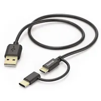 Hama 2in1 Micro-USB-Kabel mit USB-C-Adapter 1m Schwarz