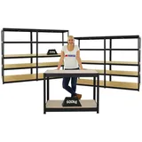 Proregal Mega Deal 4x Schwerlastregal Big Elephant M HxBxT 180 x 120 x 60 cm & 1x Höhenverstellbare Werkbank Slim Dino HxBxT 90 x 120 x 60 cm Schwarz