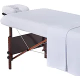 MASTER MASSAGE EQUIPMENT Master Massage Flanell 3er Set Überzug Spanntuch, Laken, Kopfkissenüberzug für Massageliege Salon Baumwolle - Weiß