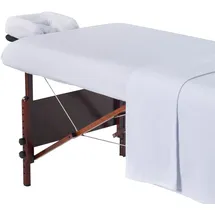 MASTER MASSAGE EQUIPMENT Master Massage Flanell 3er Set Überzug Spanntuch, Laken, Kopfkissenüberzug für Massageliege Salon Baumwolle - Weiß