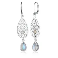 Elli Ohrhänger Mondstein Tropfen Ornament 925 Silber 698206-0 Weiß