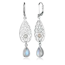 Elli Ohrhänger Mondstein Tropfen Ornament 925 Silber 698206-0 Weiß