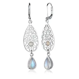 Elli Ohrhänger Mondstein Tropfen Ornament 925 Silber 698206-0 Weiß