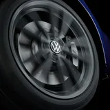 Volkswagen 000071213D Nabenkappe für LM-Felge, dynamisch, mit stehendem Logo im Fahrbetrieb, Schwarz