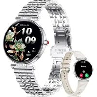 CIVO i226 Smartwatch (2,9 cm, android ios), Damen Smartwatch mit 1.19" AMOLED Display, 2 Armbändern silberfarben