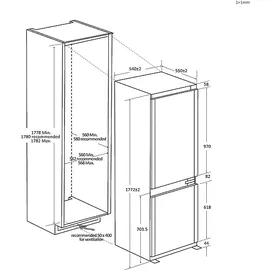 Haier HBQW5518E Einbau-Kühlgefrierkombination (251 l, 1772 mm hoch, Weiß)