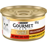 Gourmet PURINA GOURMET Gold Délicatesse en Sauce Katzenfutter nass, mit Rind und Huhn, 12er Pack (12 x 85g)