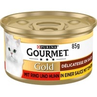 PURINA GOURMET Gold Délicatesse en Sauce Katzenfutter nass, mit Rind und Huhn, 12er Pack (12 x 85g)