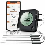 Grillthermometer, Bluetooth Grillthermometer Digital Kabellos Mit 2 Sensoren Fleischthermometer Grillthermometer 2 Temperatursensoren Mit Alarm Küchengeschenke, Backofen, Fleisch Und Liqu
