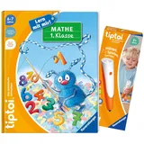 Ravensburger tiptoi Set: Lern mit Mir! Mathe 1. Klasse (Lernbuch) + 00110 tiptoi Der Stift + 1x1-Poster, Lernspielzeug für Kinder