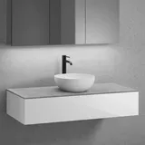 neoro n50 Unterschrank B: 120 cm mit 1 Auszug, Waschtisch Ø 40 cm weiß matt, B: 120.5 BN0064WM+BN0414WH+BN0404C3