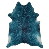 Gino Falcone Teppich Teppich modern Design, türkis, Kuhfell-Optik, Höhe: 3 mm, Teppich Kuhfell-Optik blau 130 cm x 170 cm x 3 mm