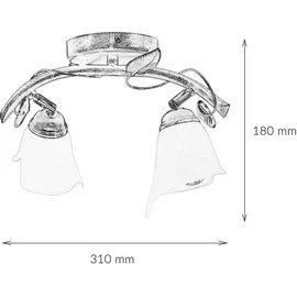 Licht-Erlebnisse Deckenleuchte Shabby Braun antik Glas Metall Floral stilvoll LOELLA Wohnzimmer Lampe Decke