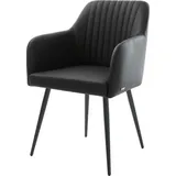 DELIFE Polsterstuhl Greg-Flex, 4-Fuß konisch Schwarz Echt-Leder Schwarz Taschenfederkern schwarz 56 cm x 85 cm x 60 cm