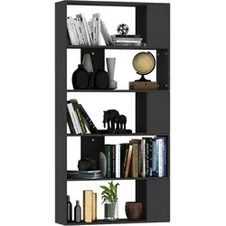 vidaXL Bücherregal/Raumteiler Schwarz 80x24x159 cm Holzwerkstoff