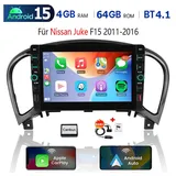 ESSGOO 8" Carplay Android 15 Autoradio Für Nissan Juke F15 2011-2016 GPS Navi Autoradio (RDS, 4+64GB(optional), Digitalradio (DAB), FM, SWC, Carplay Android Auto Bluetooth EQ USB GPS Navi WIFI Touchscreen) schwarz