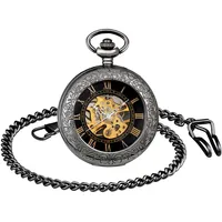 MICGIGI-Unisex Taschenuhr mit Halskette Kette Analog Handaufzug Klassisch Lupe Mechanische Taschenuhren