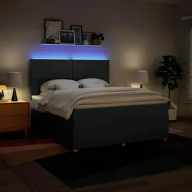 vidaXL Boxspringbett mit Matratze Blau 180x200 cm Stoff