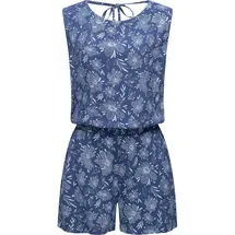 Ragwear Jumpsuit Zella schicker, kurzer Damen Overall mit floralem Print blau XL (42)