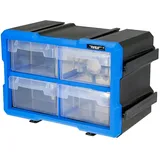 HMF Sortimentskasten Kunststoff 29,5 x 19,5 x 16 cm Blau/Schwarz mit 4 Schubladen