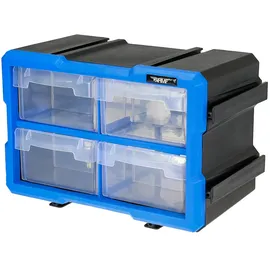 HMF Sortimentskasten Kunststoff 29,5 x 19,5 x 16 cm Blau/Schwarz mit 4 Schubladen