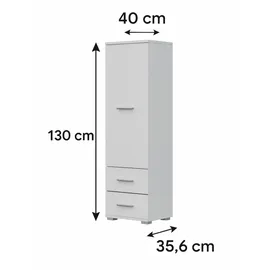 komodee Kleiderschrank FAUSKE Weiß 40x130x36 cm,